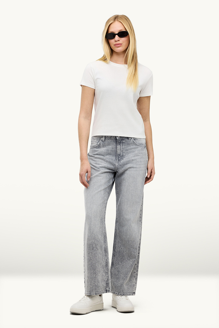 C&A Baggy Jeans-Mid Waist, Grau, Größe: 34