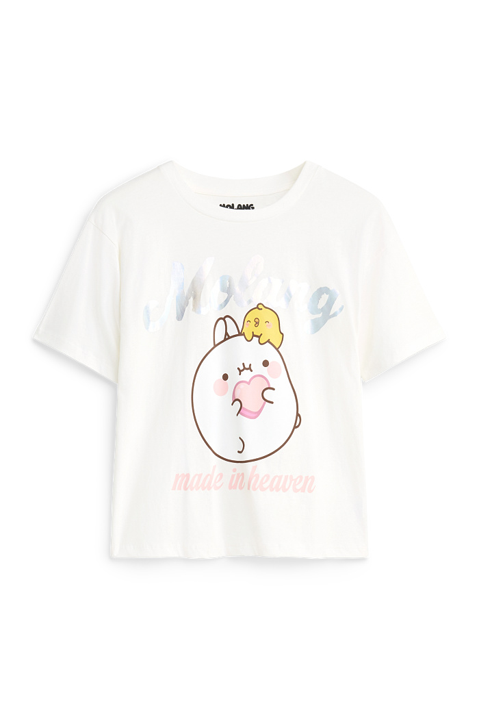 C&A Molang-Kurzarmshirt-Glanz-Effekt, Weiß, Größe: 128