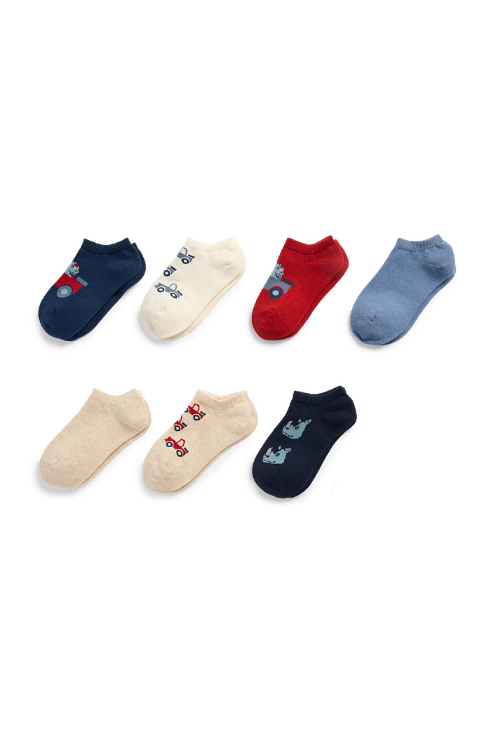 C&A Multipack 7er-Nashorn und Auto-Sneakersocken, Blau, Größe: 31-33