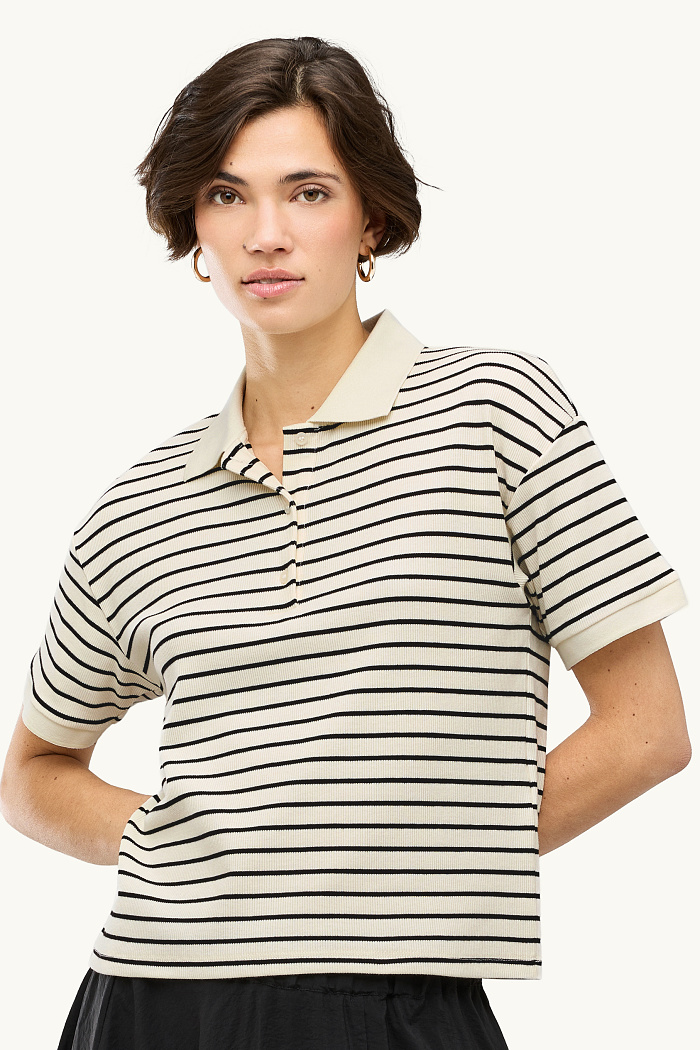 C&A Strick-Poloshirt-Regular Fit-gestreift, Weiß, Größe: XL