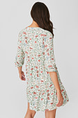 Fit & Flare Kleid in weiß / grün