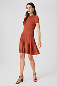 Fit & Flare Strickkleid-mini-gerippt in dunkelorange