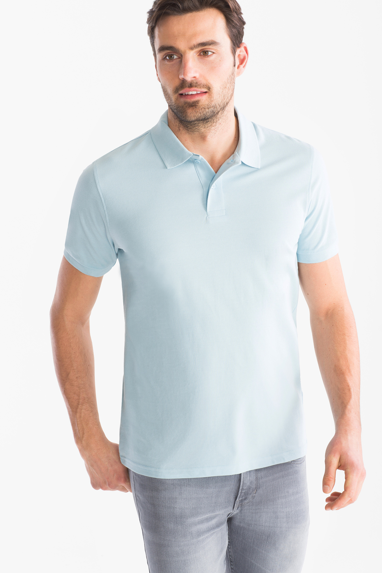blue polo shirt outfit men