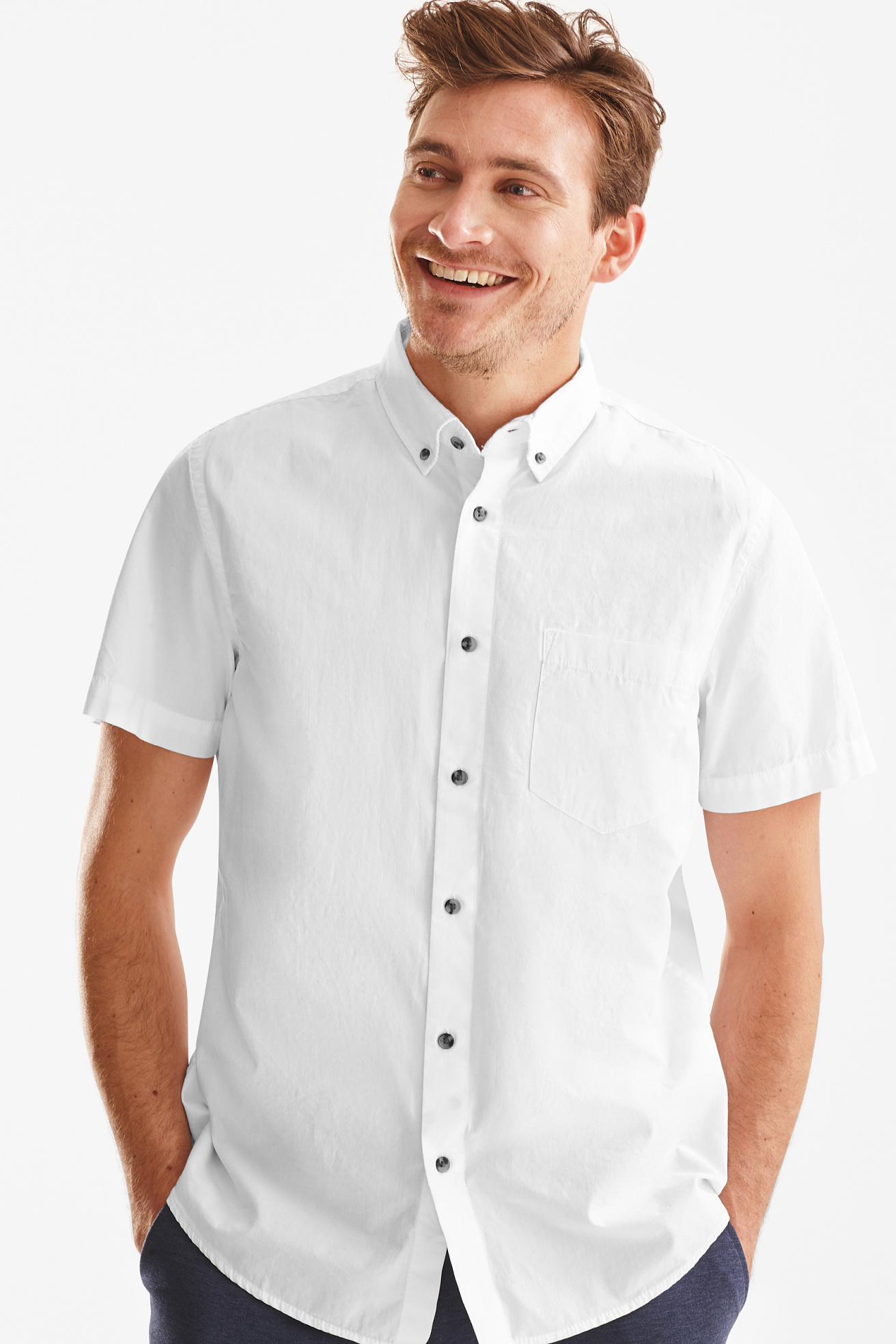 white slim fit button down collar shirt