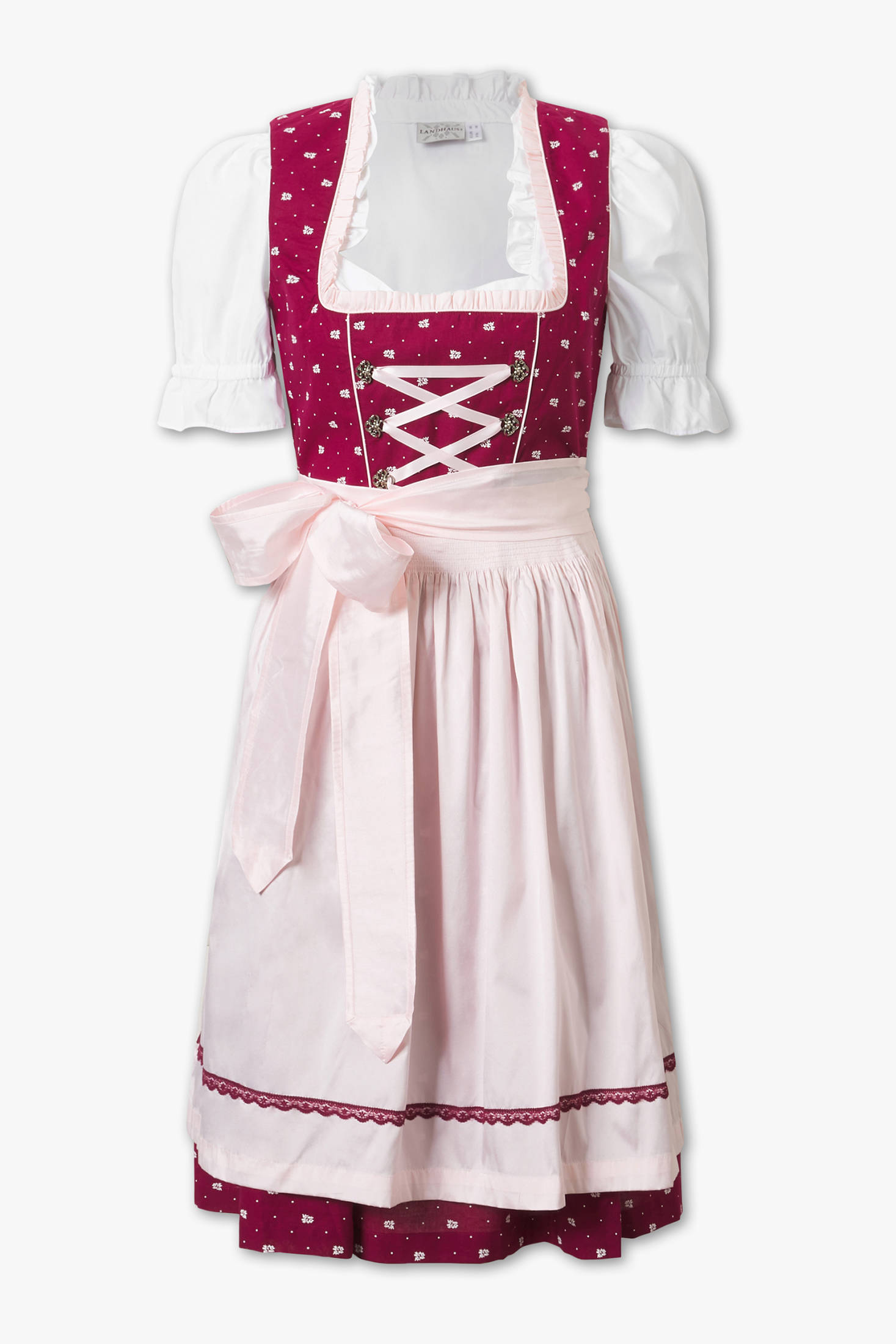 Dirndl Damen 3-teilig Für Oktoberfest - Traditionelles Bayern Kleid Mit Schürze