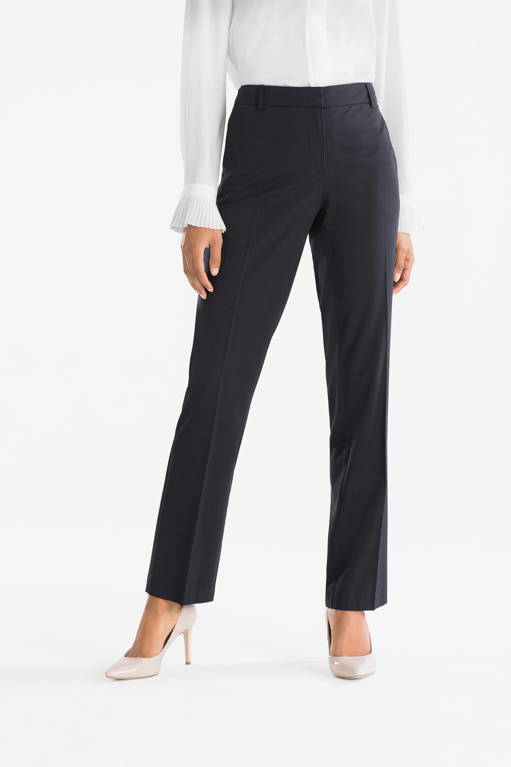 Your Sixth Sense Businessbroek Straight Fit krijtstreep