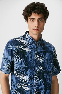 Overhemd - regular fit - button down - linnenmix