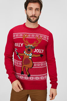 Men - Christmas jumper - shiny