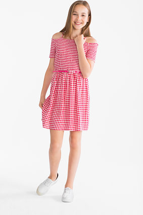 Robe avec ceinture - à carreaux