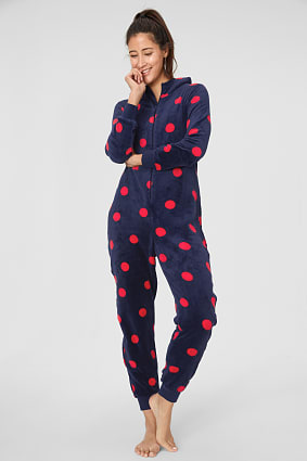 Fleece onesie - polka dot