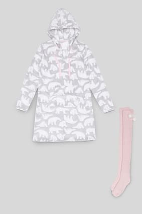 Trend - Set - fleece bigshirt en kousen tot over de knie