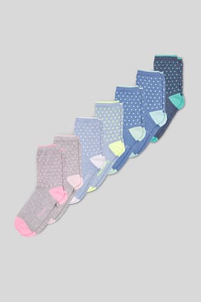 Socks - 7 pairs - polka dot