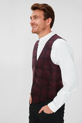 Velvet waistcoat - slim fit - check