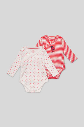 Babies - Wrapover baby bodysuit - organic cotton - 2 pack