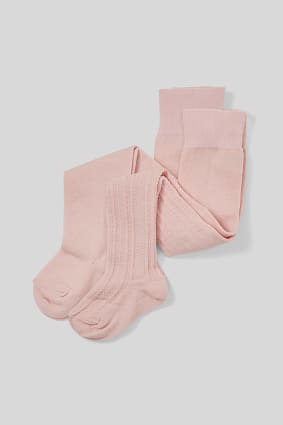 Babies - Long sleeve tights - organic cotton - 2 pack