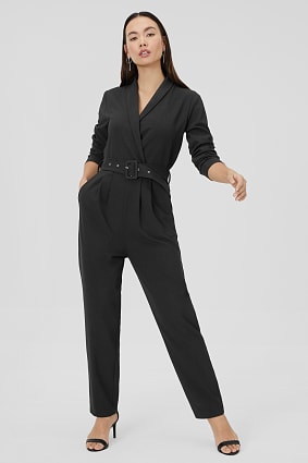 Jumpsuit mit Schalkragen