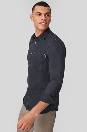 Men - Denim shirt - slim fit - Kent collar