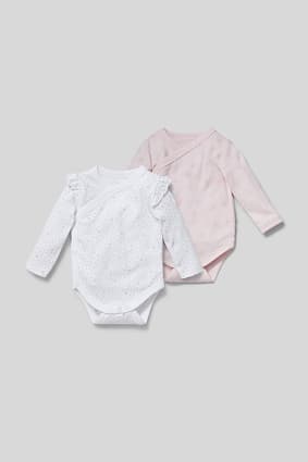 Babies - Wrapover baby bodysuit - organic cotton - 2 pack