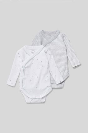 Babies - Wrapover baby bodysuit - organic cotton - 2 pack