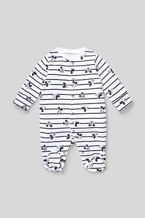Babies - Mickey Mouse - baby sleepsuit - organic cotton - striped