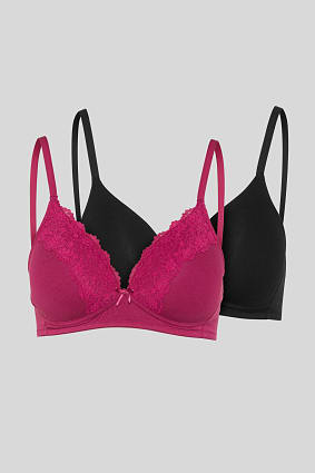 Ženy - Podprsenka bez výztuhy - polstrovaná - BIO bavlna - 2 ks v balení