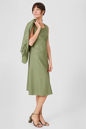 Damen - Businesskleid - Leinen-Mix