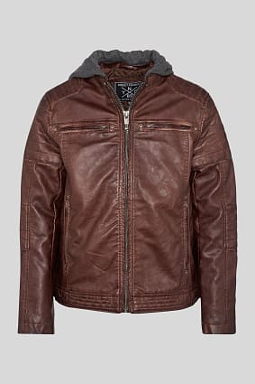 Продажа - байкерская куртка - 2-в-1-Look - искусственная кожа