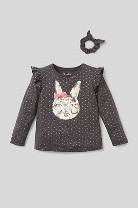 Kinder - Set - Langarmshirt und Haargummi - Bio-Baumwolle