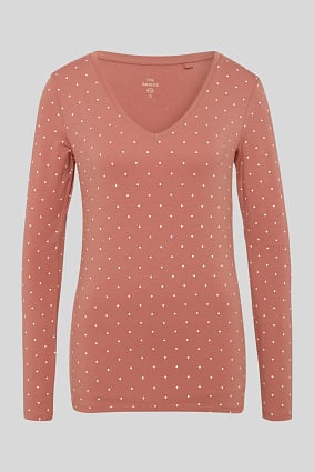 Sale - Basic-рубашка с длинным рукавом - органический хлопок - пунктир