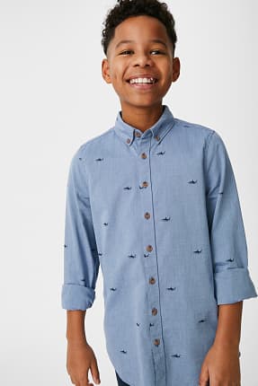 Edjude Jungen M/ädchen Kariertes Hemd Bekleidung Langarm Shirt Baumwolle Standard-fit Freizeithemd 3-12 Jahre
