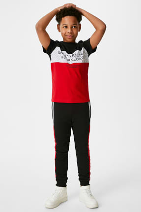 Zestaw - koszulka z krótkim rękawem i spodnie dresowe - bawełna bio