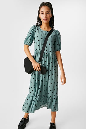 Robe midi moulante en maille à boutons roses CANDIIC| FR