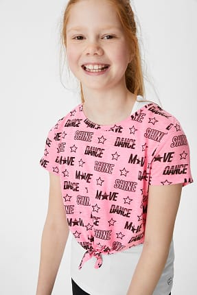 Set - short sleeve T-shirt with knot detail and top - 2 piece