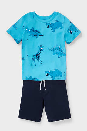 Dino - set - tricou cu mânecă scurtă și pantaloni scurți trening - bumbac organic
