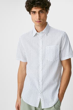 Cămașă - slim fit - guler Kent - amestec de olandă - cu buline