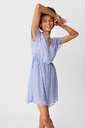 Rochie fit & flare - material reciclat - cu flori