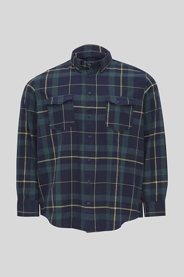 Flannel shirt - regular fit - button-down collar - organic cotton - check