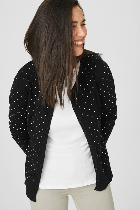 Sale-Basic-кардиган в горошек-черный / белый