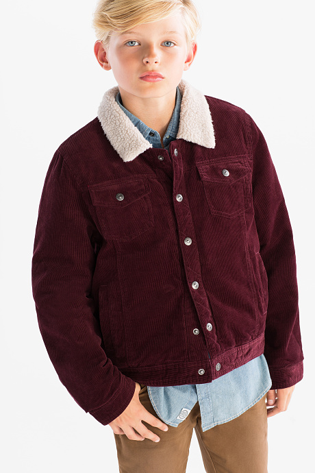 Kinder - Cordjacke - dunkelrot