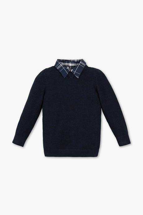 Kinder - Pullover - 2-in-1 Look - dunkelblau