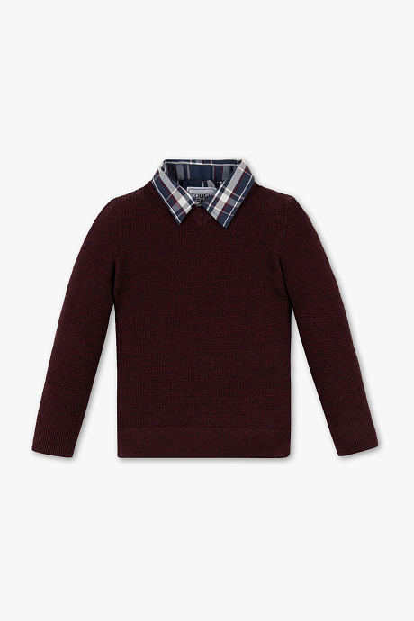 Sale - Pullover - 2-in-1 Look - bordeaux-melange