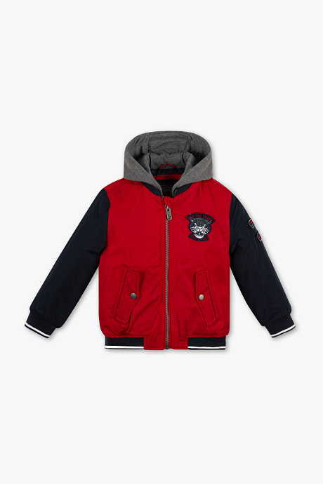 Kinder - Bomberjacke - 2-in-1-Look - rot / dunkelblau