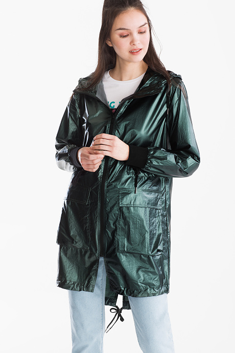 Sale-Parka-эффект блеска-темно-зеленый