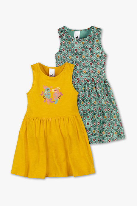 Kinder - Kleid - Bio-Baumwolle - 2er Pack - gelb