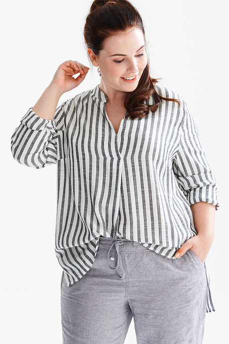 Mujer - Blusa - De rayas - blanco / gris