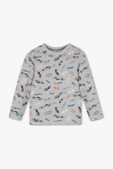 Kinder - Langarmshirt - Bio-Baumwolle - hellgrau-melange