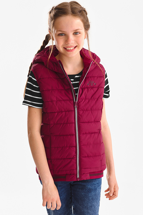 Детский стеганый жилет-эффект блеска-темно-красный