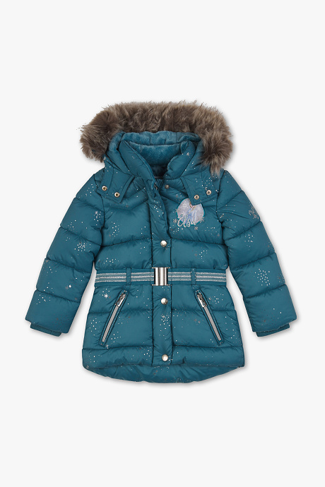 Sale - Ледяная королева-стеганая куртка-эффект блеска-темно-бирюзовый