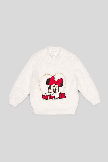 Kinder - Minnie Maus - Pullover - Glanz Effekt - cremeweiß