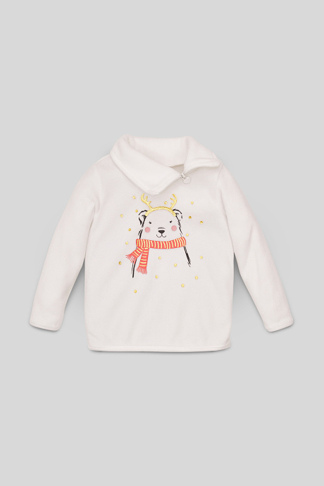 Kinder - Fleece-Sweatshirt - Glanz Effekt - cremeweiß